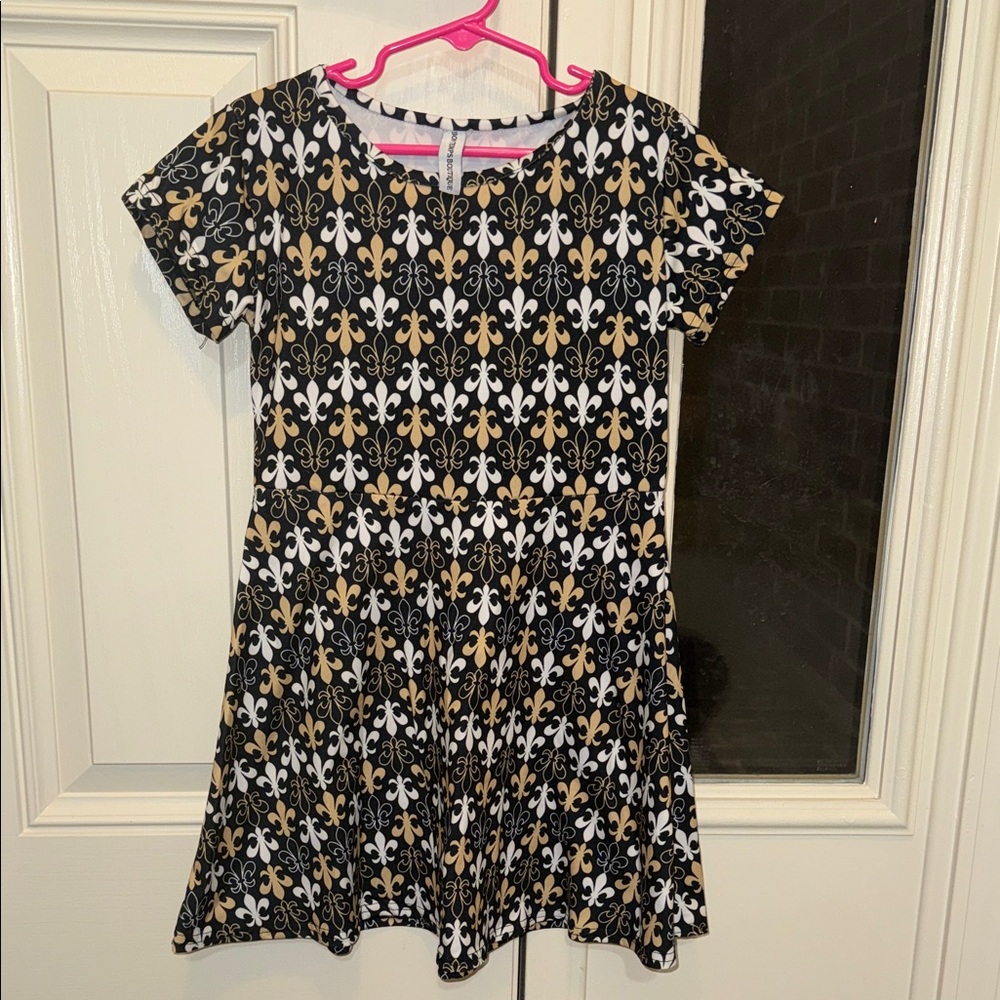 Boutique style Saints Black and Gold Kids Dress